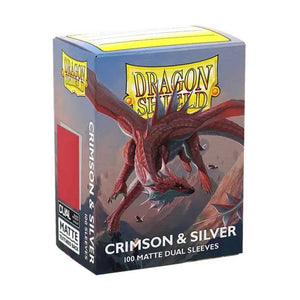 Dragon Shield Matte Dual Standard Sleeves - Crimson & Silver (100 ct.)