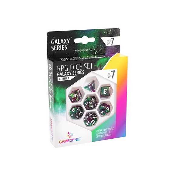 Galaxy Series - Aurora - RPG Dice Set (7pcs) Green/Purple