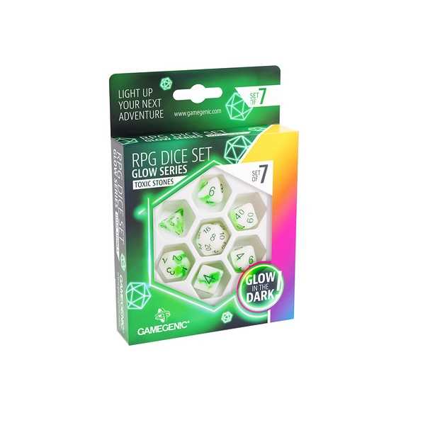 Glow Series - Toxic Stones - RPG Dice Set (7 pcs) Green