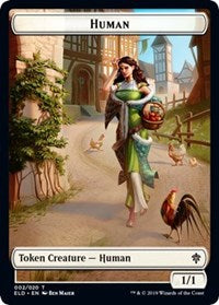 Human // Food (17) Double-sided Token [Throne of Eldraine Tokens]