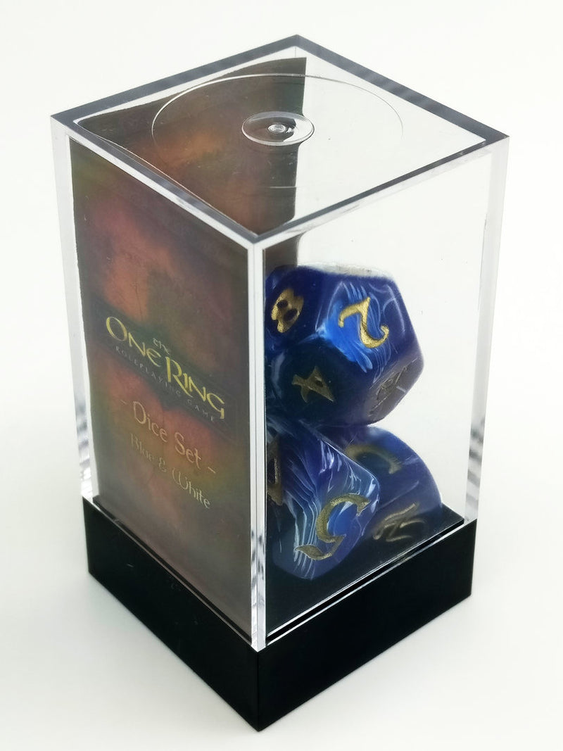 The One Ring - Dice Set Blue and White (1 set of 7 dice)