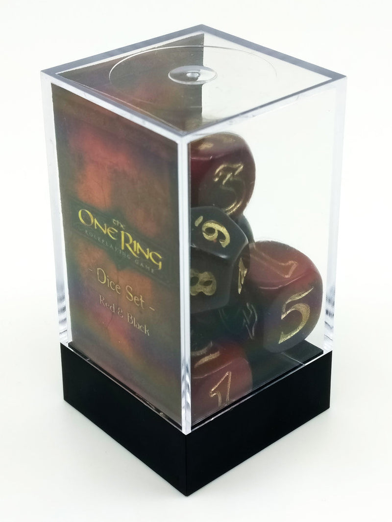 The One Ring - Dice Set Red and Black (1 set of 7 dice)