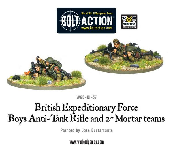 BEF anti-tank rifle and 2" light mortar teams