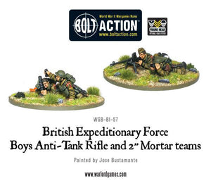 BEF anti-tank rifle and 2" light mortar teams